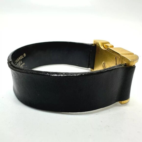 CHANEL CC Mark 00A Bracelet Gold Plated/Leather Black/GoldHardware - Picture 10 of 16